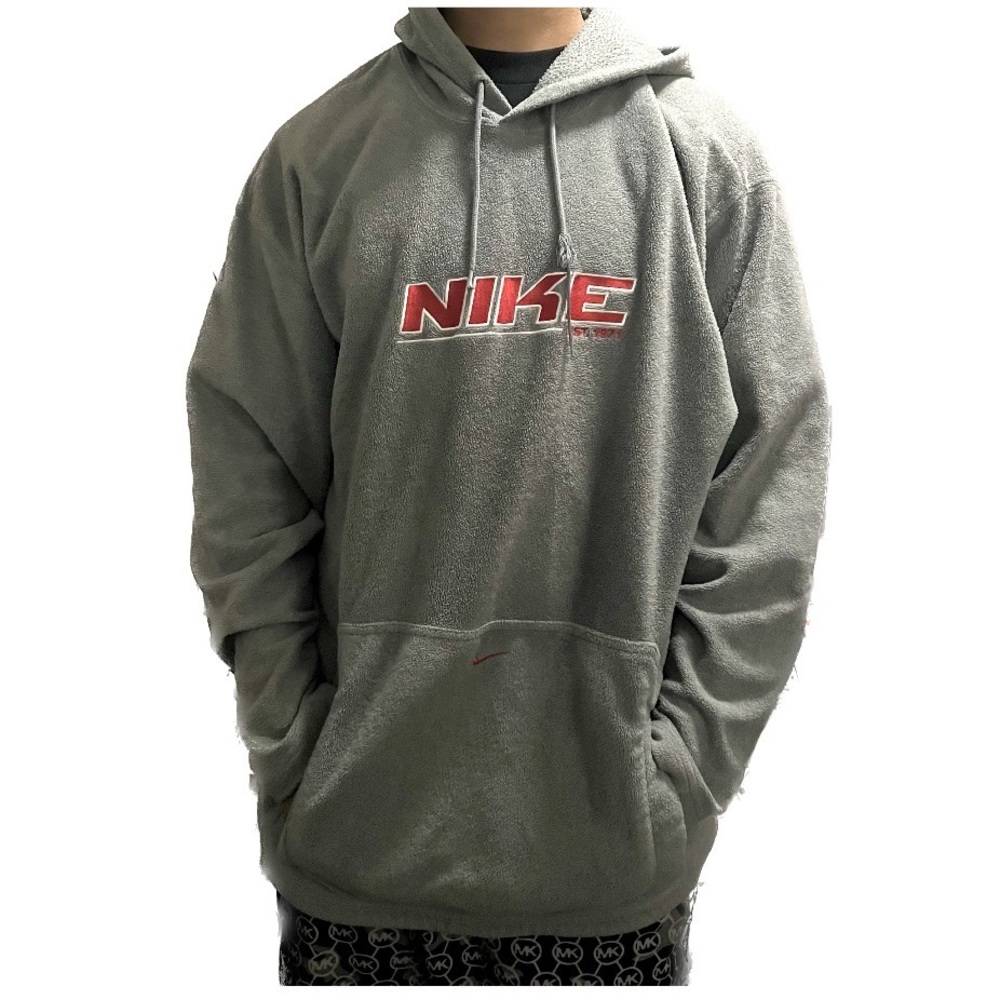 Vintage gray and red logo Nike hoodie